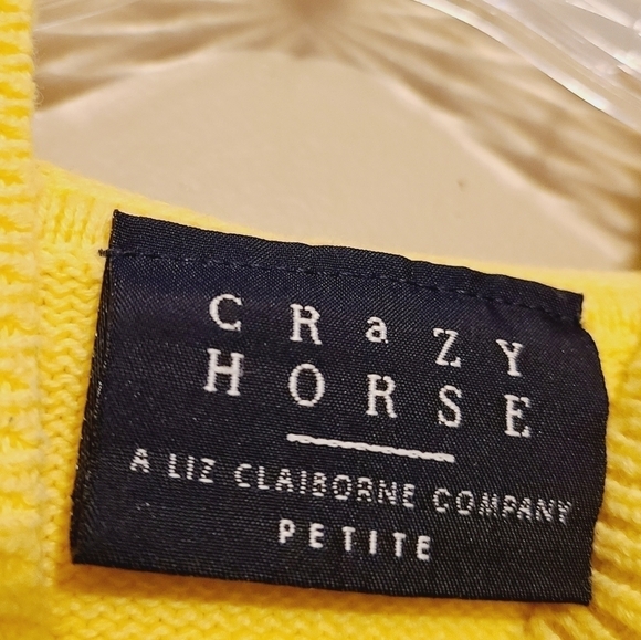 Liz Claiborne | Crazy Horse Yellow Hoodie Sweater (Size Medium Petite) - Picture 2 of 14